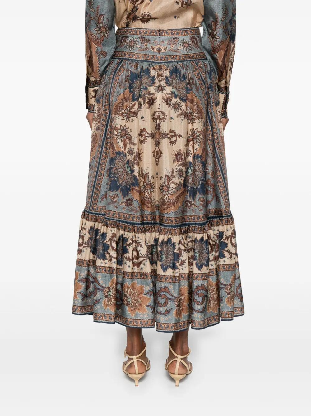 ZIMMERMANN Printed Silk Mini Skirt