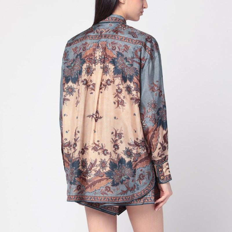ZIMMERMANN Ascension Floral Print Silk Shirt - Relaxed Fit