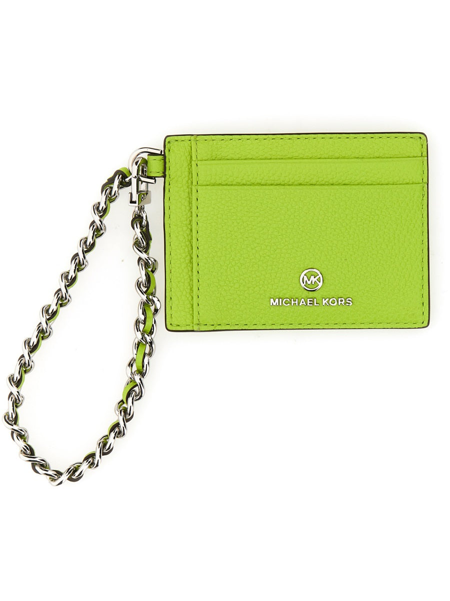 MICHAEL MICHAEL KORS Mini Leather Card Holder with Removable Chain Handle