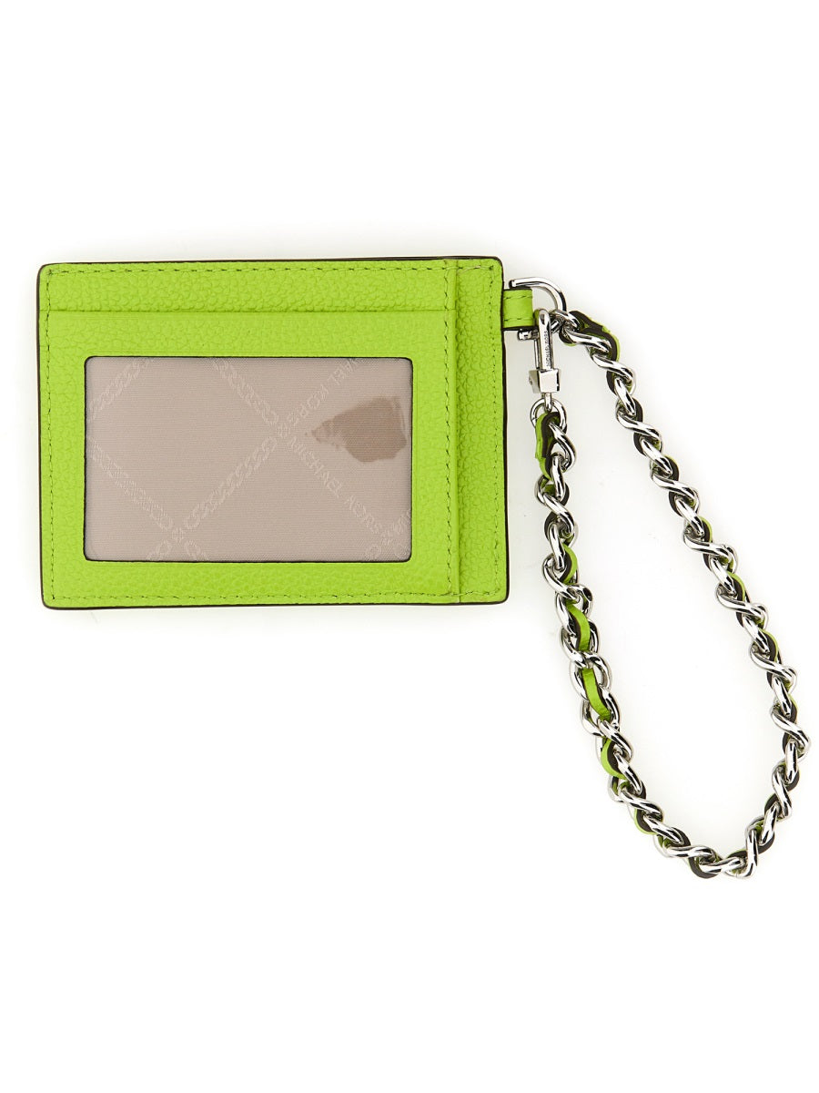 MICHAEL MICHAEL KORS Mini Leather Card Holder with Removable Chain Handle