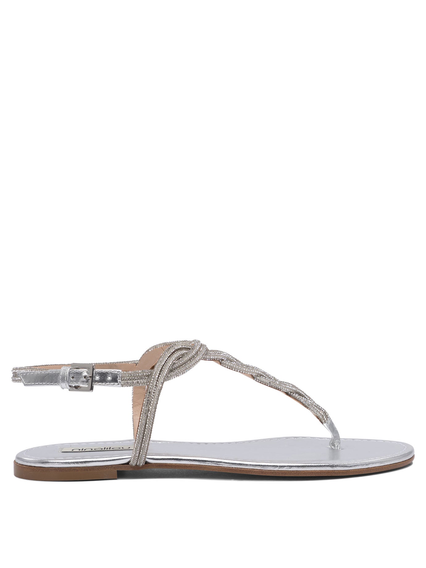 NINALILOU Silver Leather Mini Sandals for Women - SS25 Collection