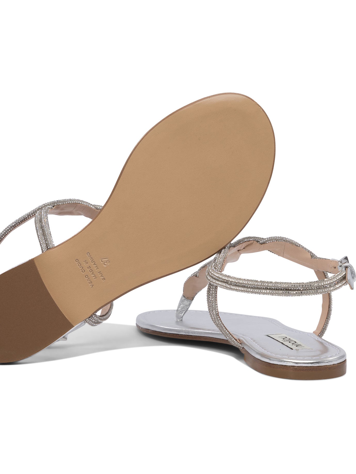 NINALILOU Silver Leather Mini Sandals for Women - SS25 Collection