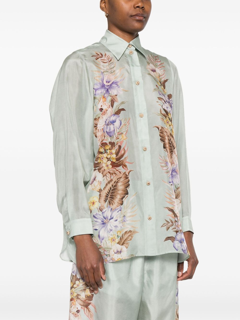 ZIMMERMANN Printed Silk Shirt with Floral Design