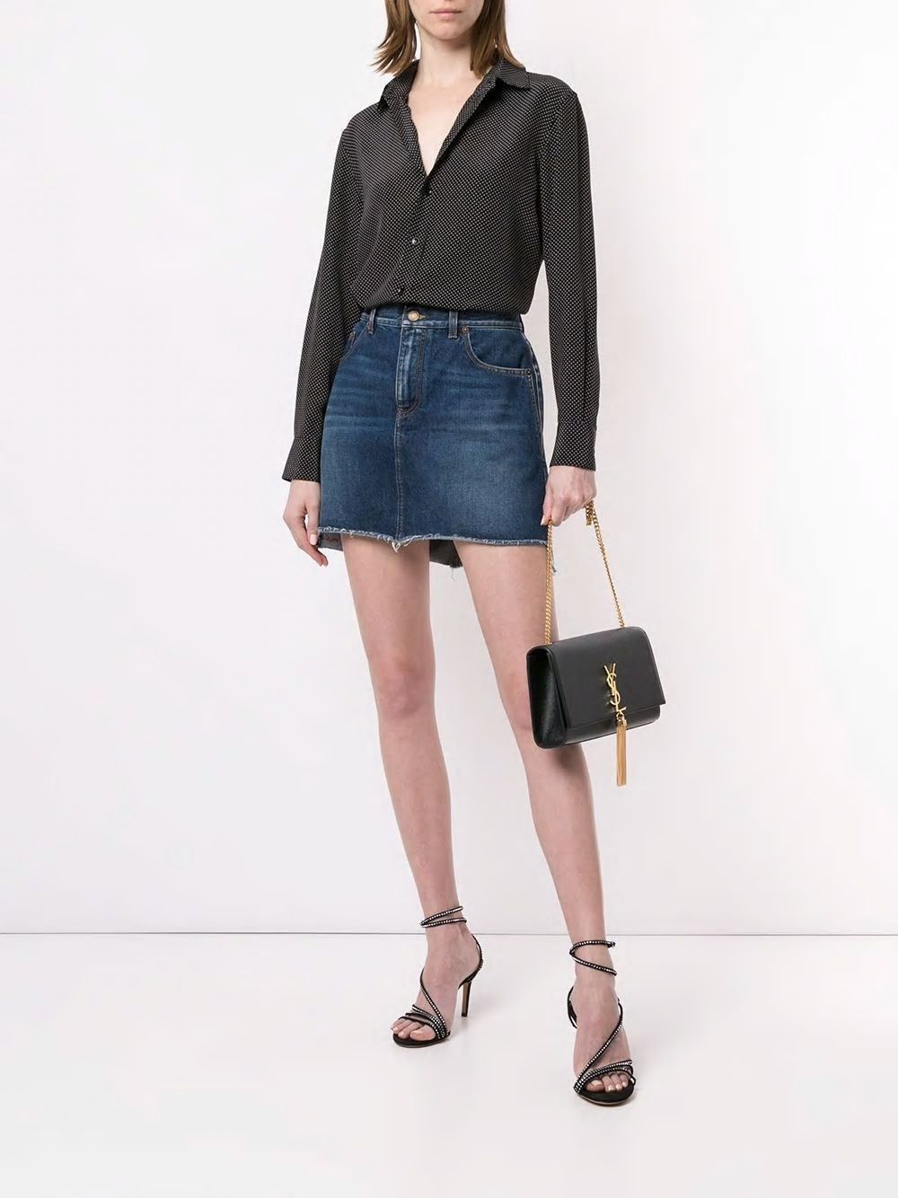 SAINT LAURENT Kate Logo Plaque Mini Shoulder Handbag