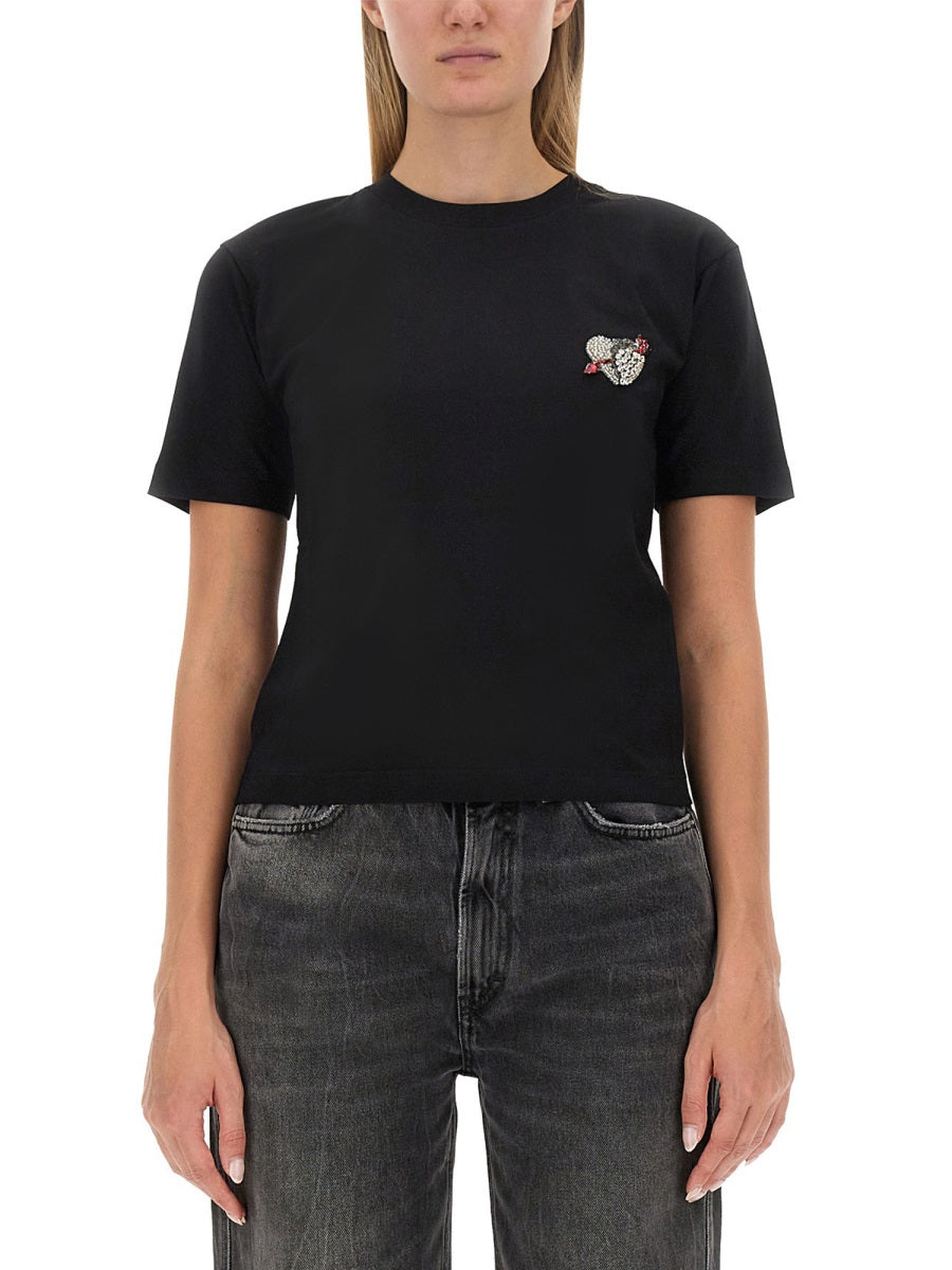 MSGM Cropped Logo Tee - Women's Small Fit