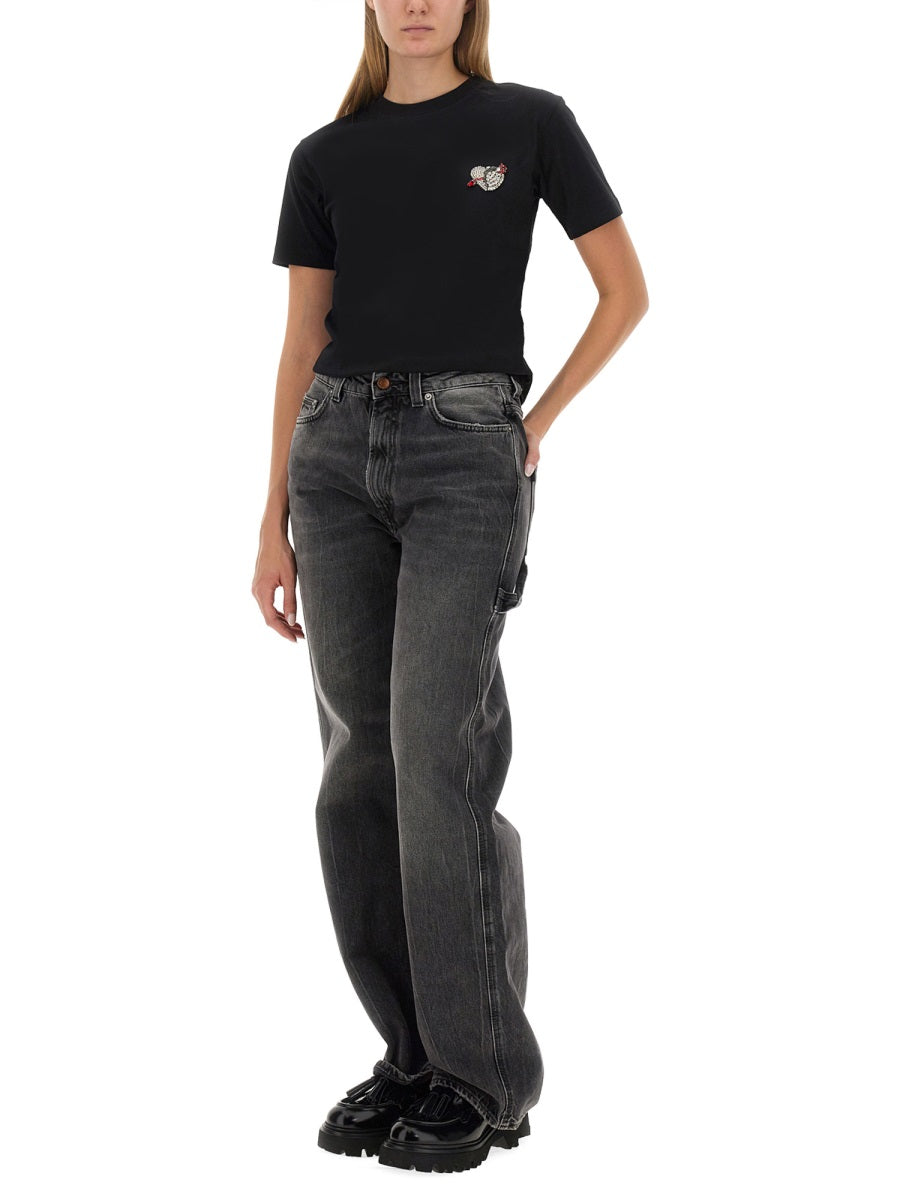 MSGM Cropped Logo Tee - Women's Small Fit