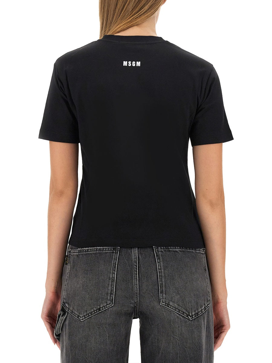 MSGM Cropped Logo Tee - Women's Small Fit