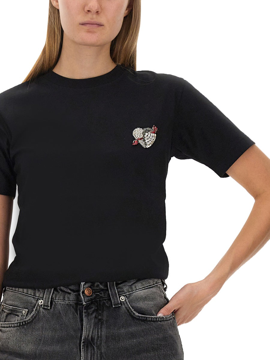 MSGM Cropped Logo Tee - Women's Small Fit