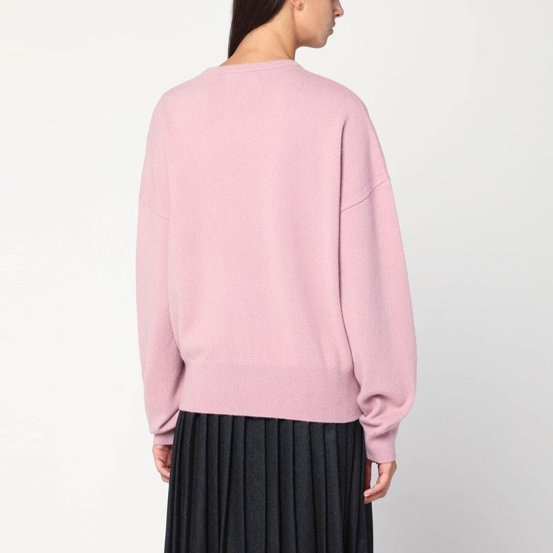 EXTREME CASHMERE Cashmere Crew Neck Sweater with Multicolor Cuffs