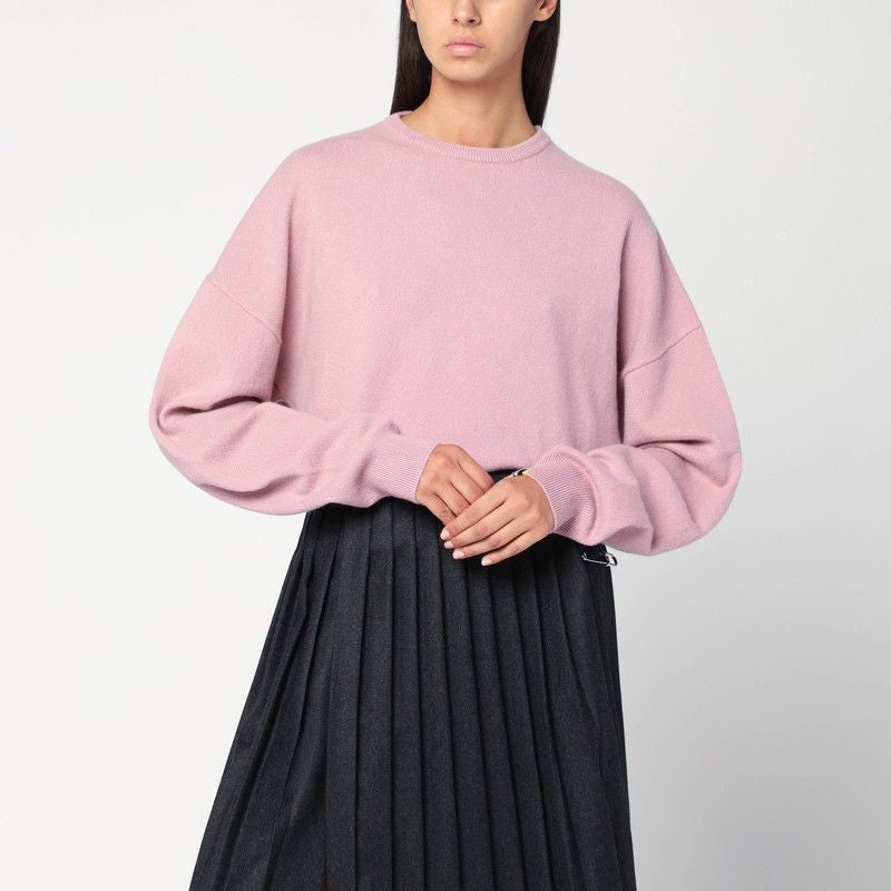 EXTREME CASHMERE Cashmere Crew Neck Sweater with Multicolor Cuffs