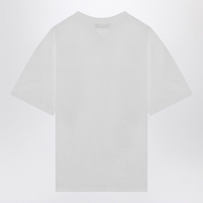 PRADA Cotton T-Shirt with Ribbed Crew Neck and Logo Triangle - SS25
