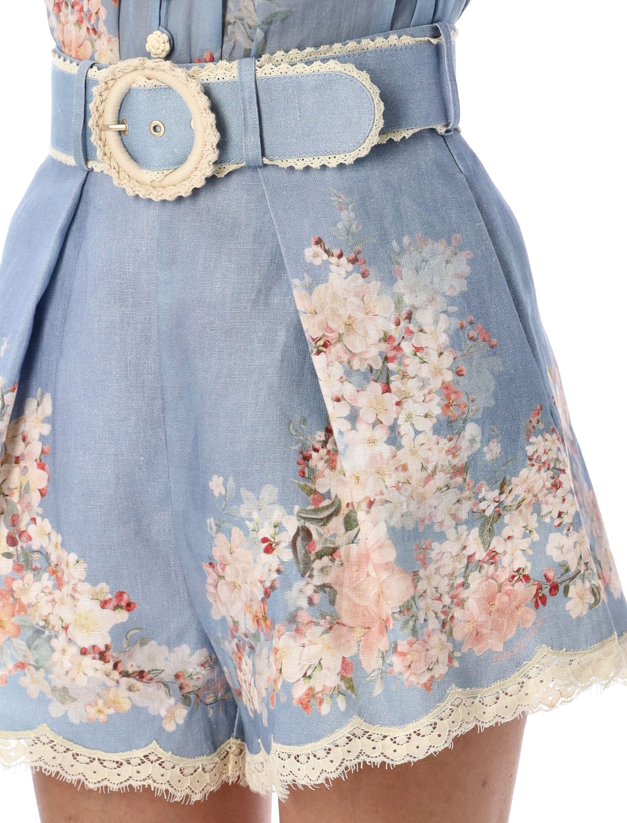 ZIMMERMANN Floral Printed Linen Cascading Shorts