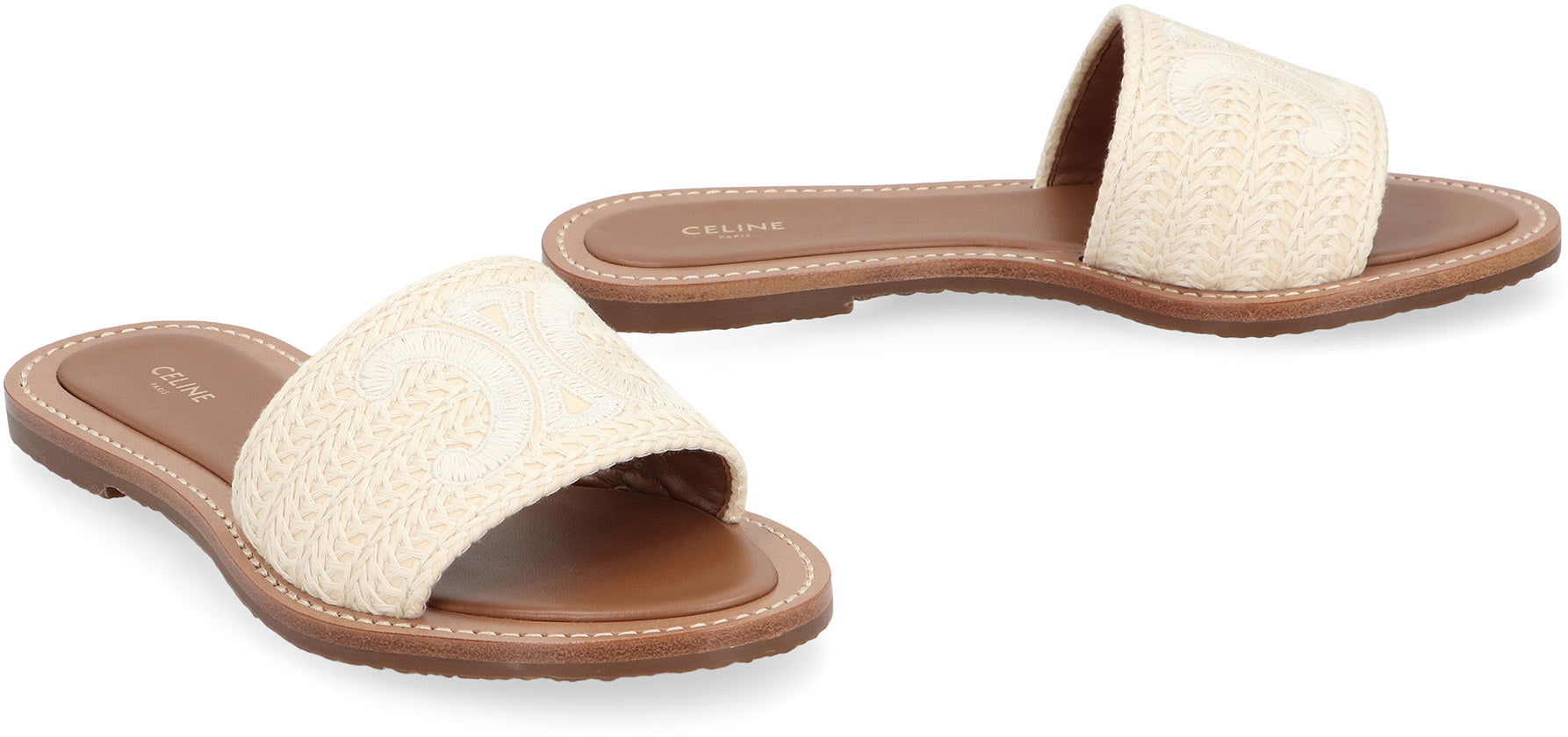 CELINE Round Toe Fabric Slide Sandals for Women - FW25