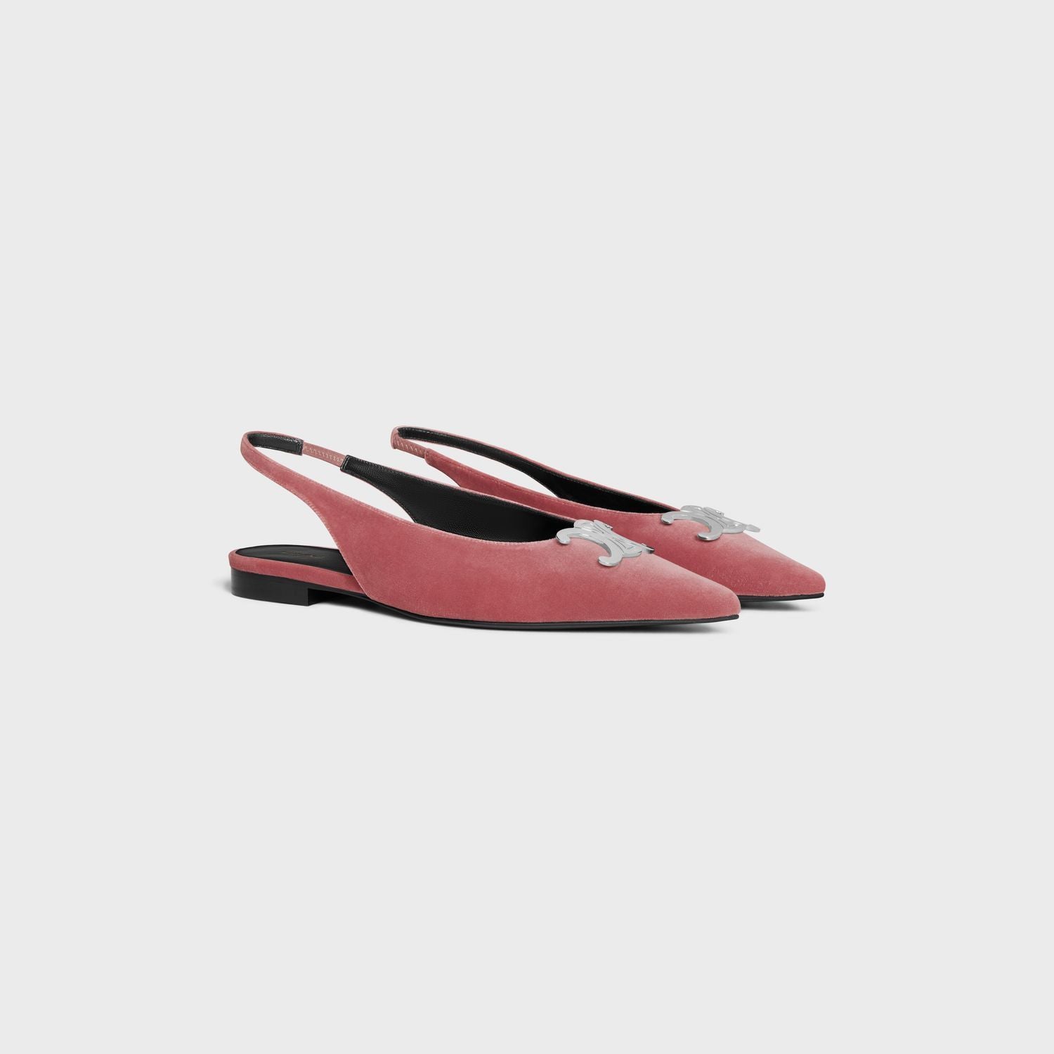 CELINE Alma Triomphe Velvet Flat Pumps for Women