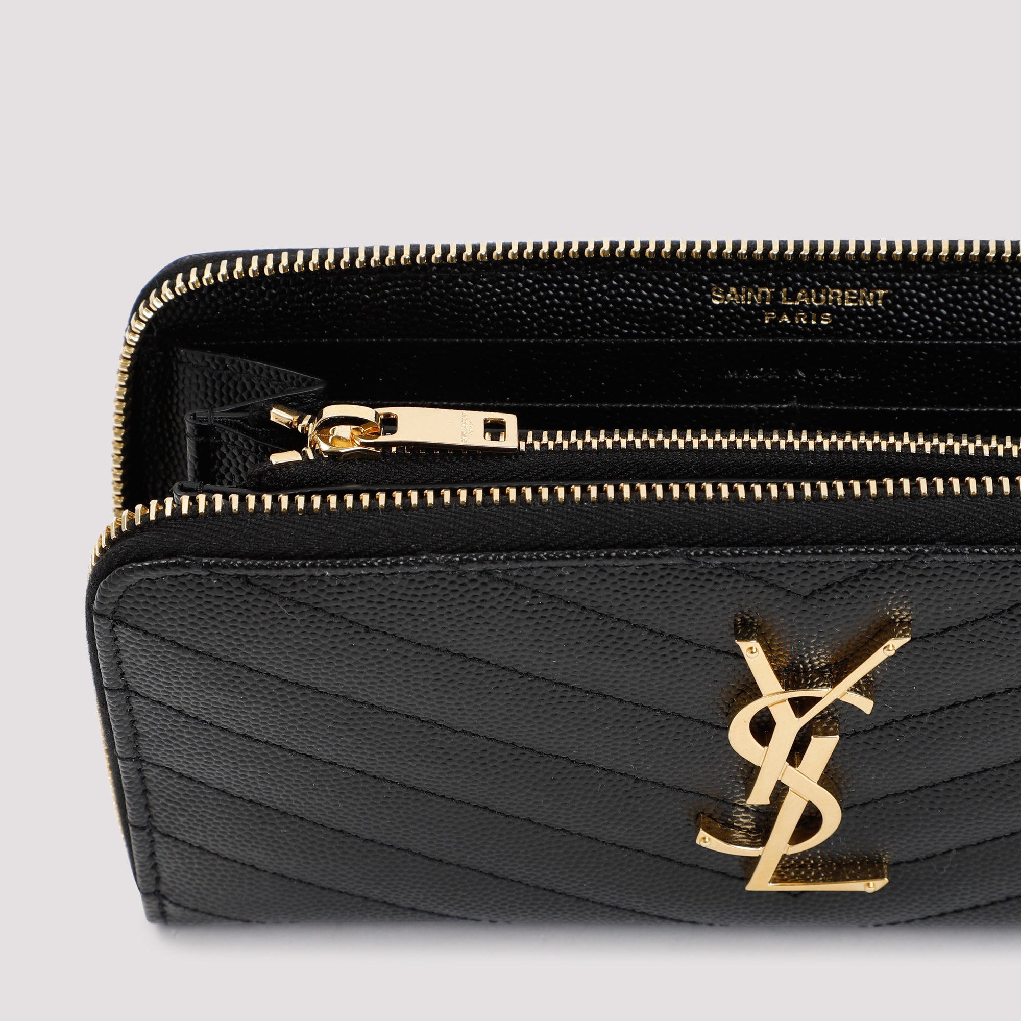 SAINT LAURENT Mini Zip-Around Monogram Wallet