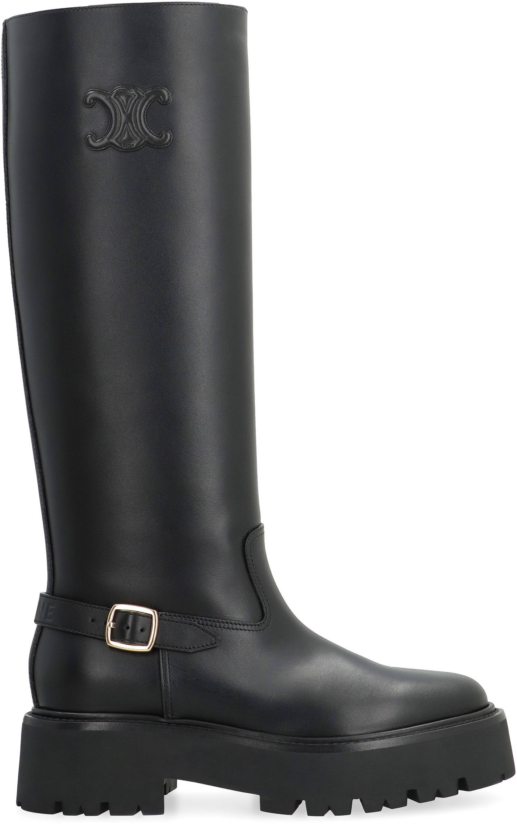 CELINE Elegant Bulky Leather Boots - Size 38