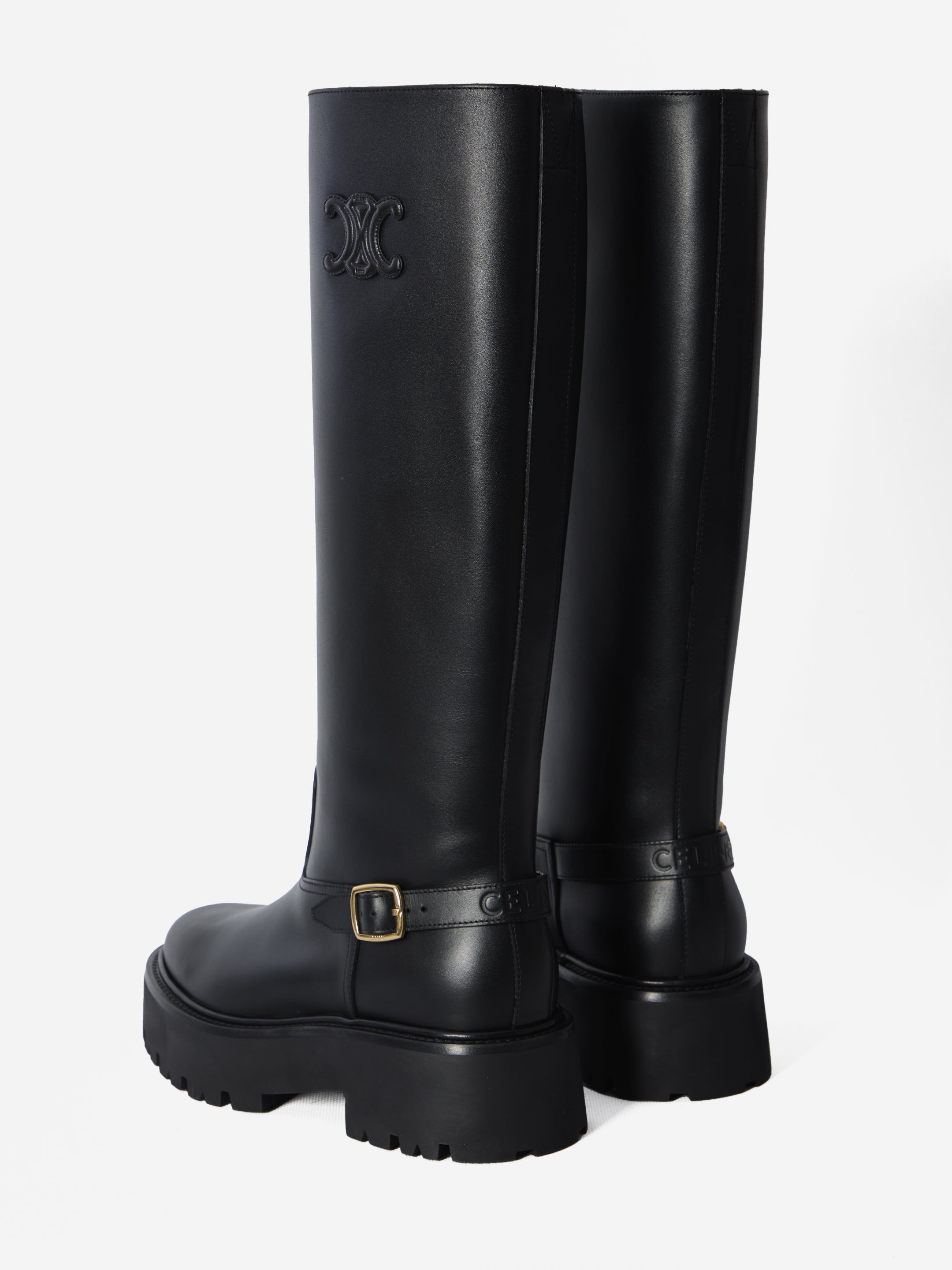 CELINE Elegant Bulky Leather Boots - Size 38