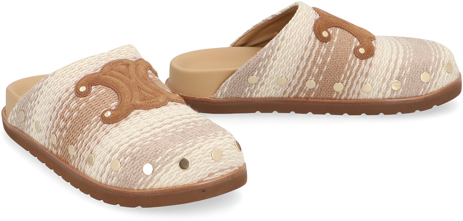 CELINE Cotton Fabric Flat Sandals for Women