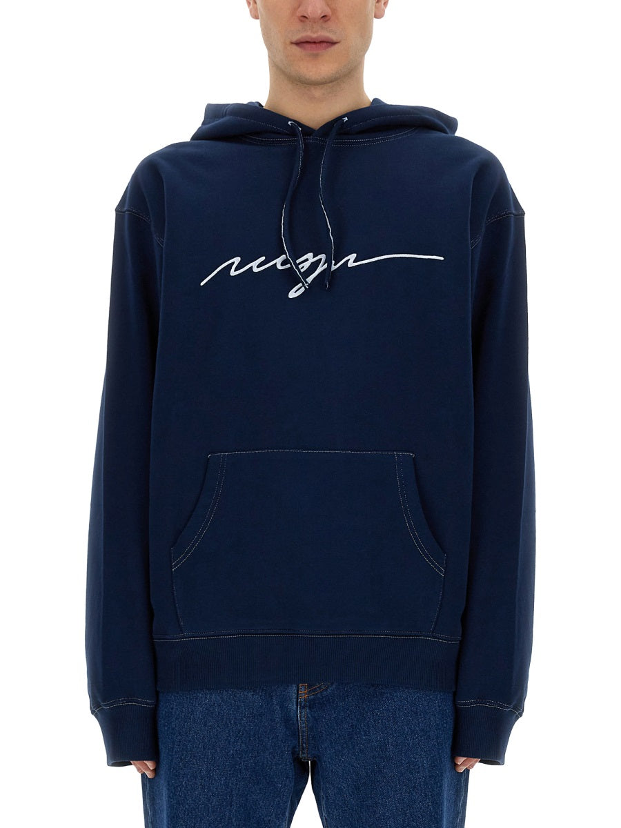 MSGM Oversized Cursive Logo Sweatshirt - Size L