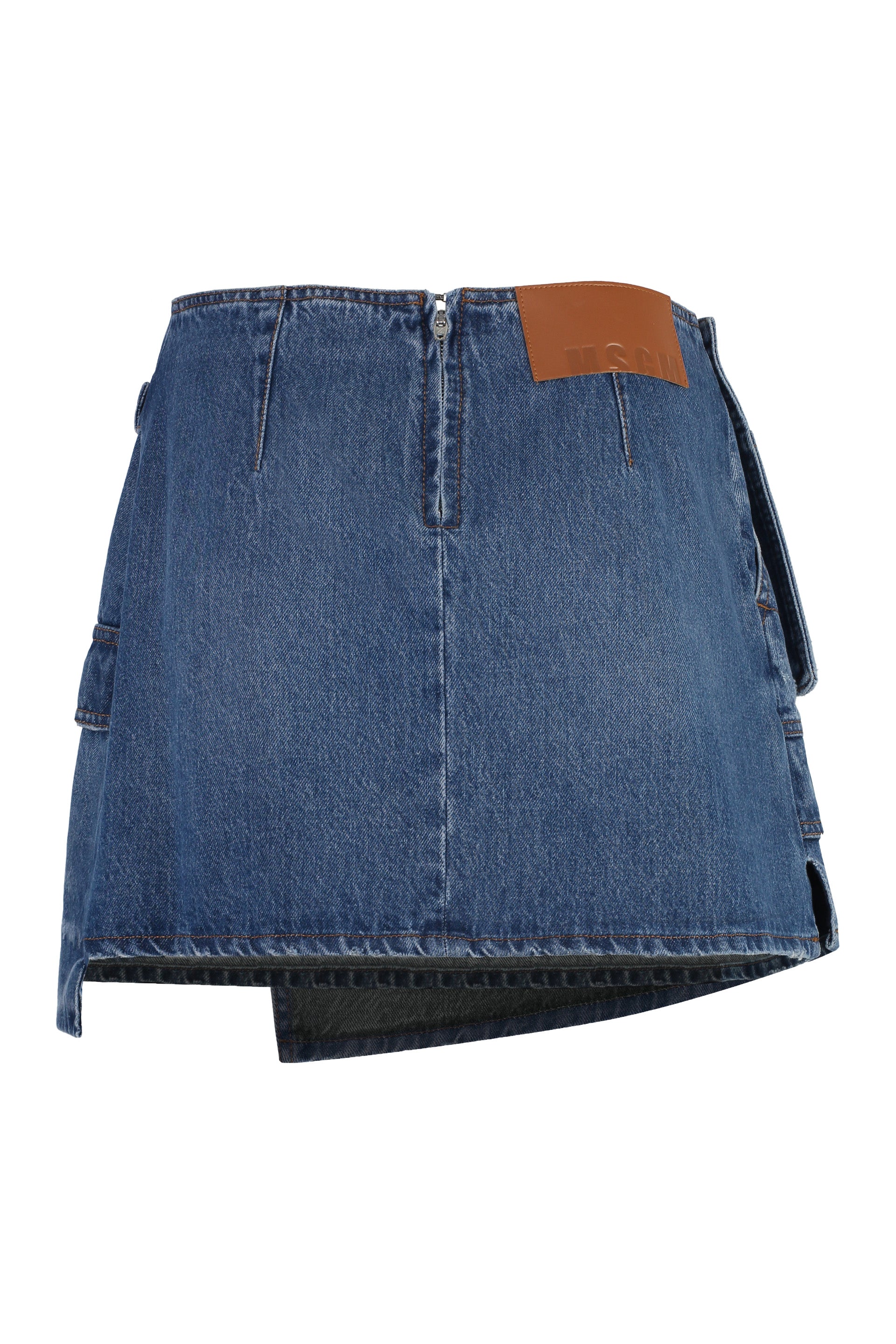 MSGM Women's Asymmetrical Denim Mini Skirt