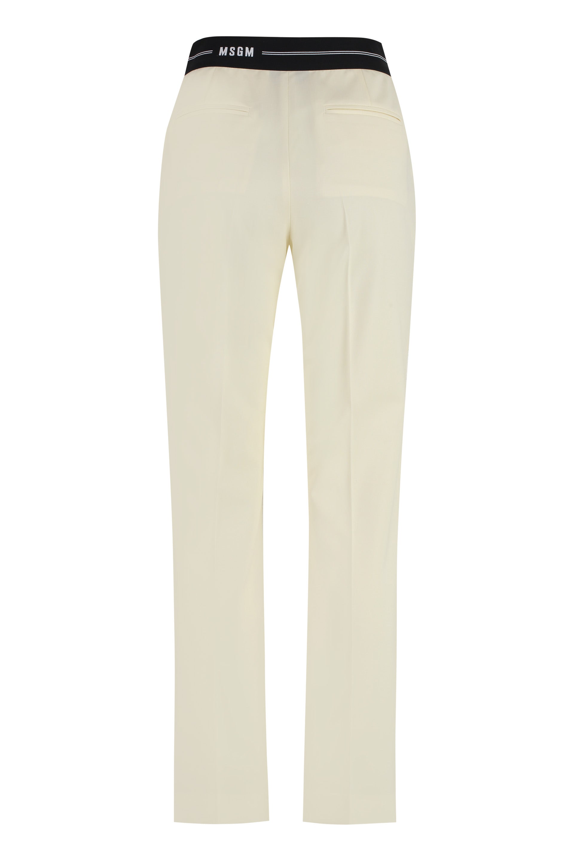 MSGM Wool Trousers with Elastic Waistband for Women