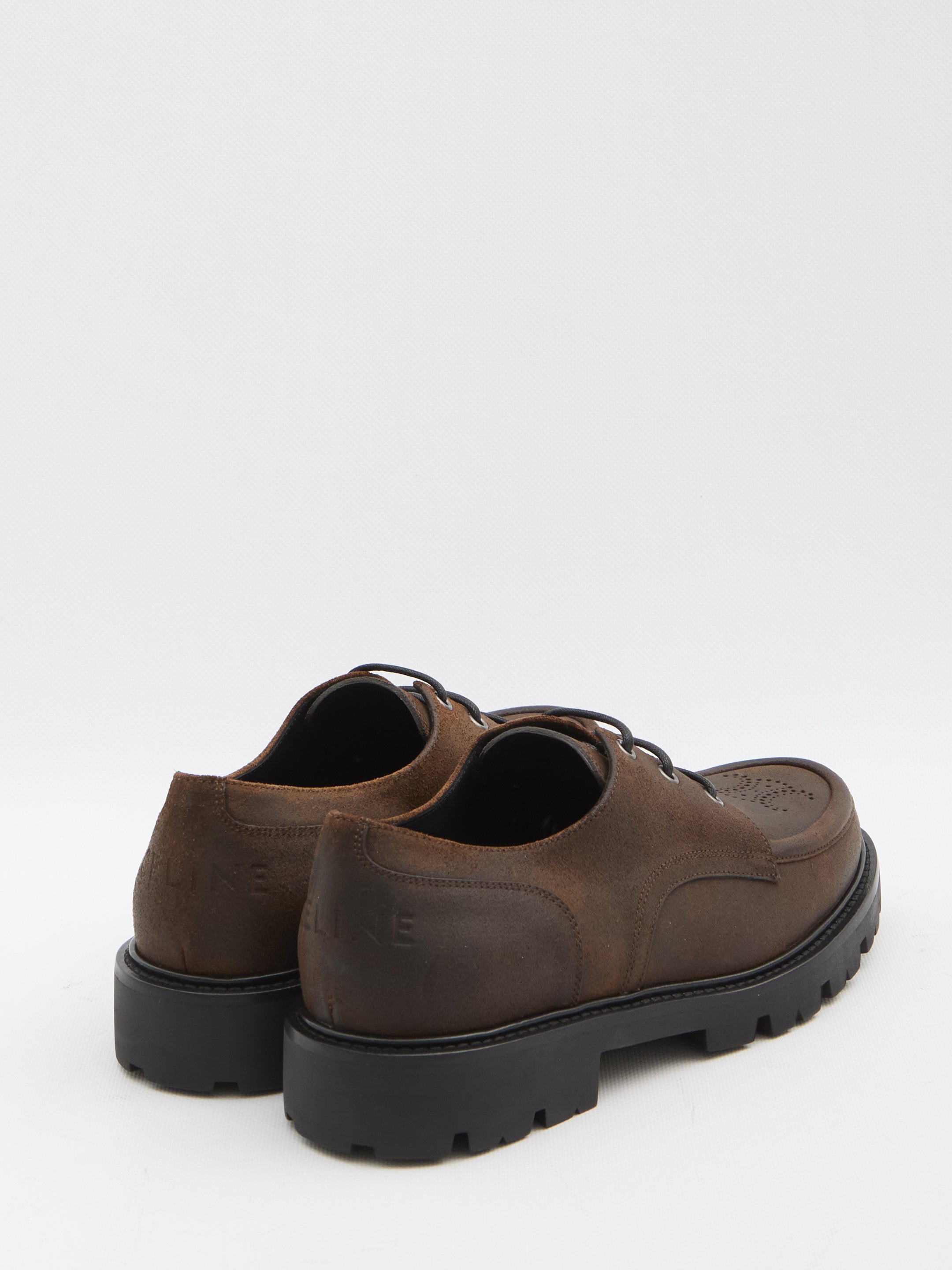 CELINE Derby Dress Shoes with Perforated Motif - 2 cm Heel