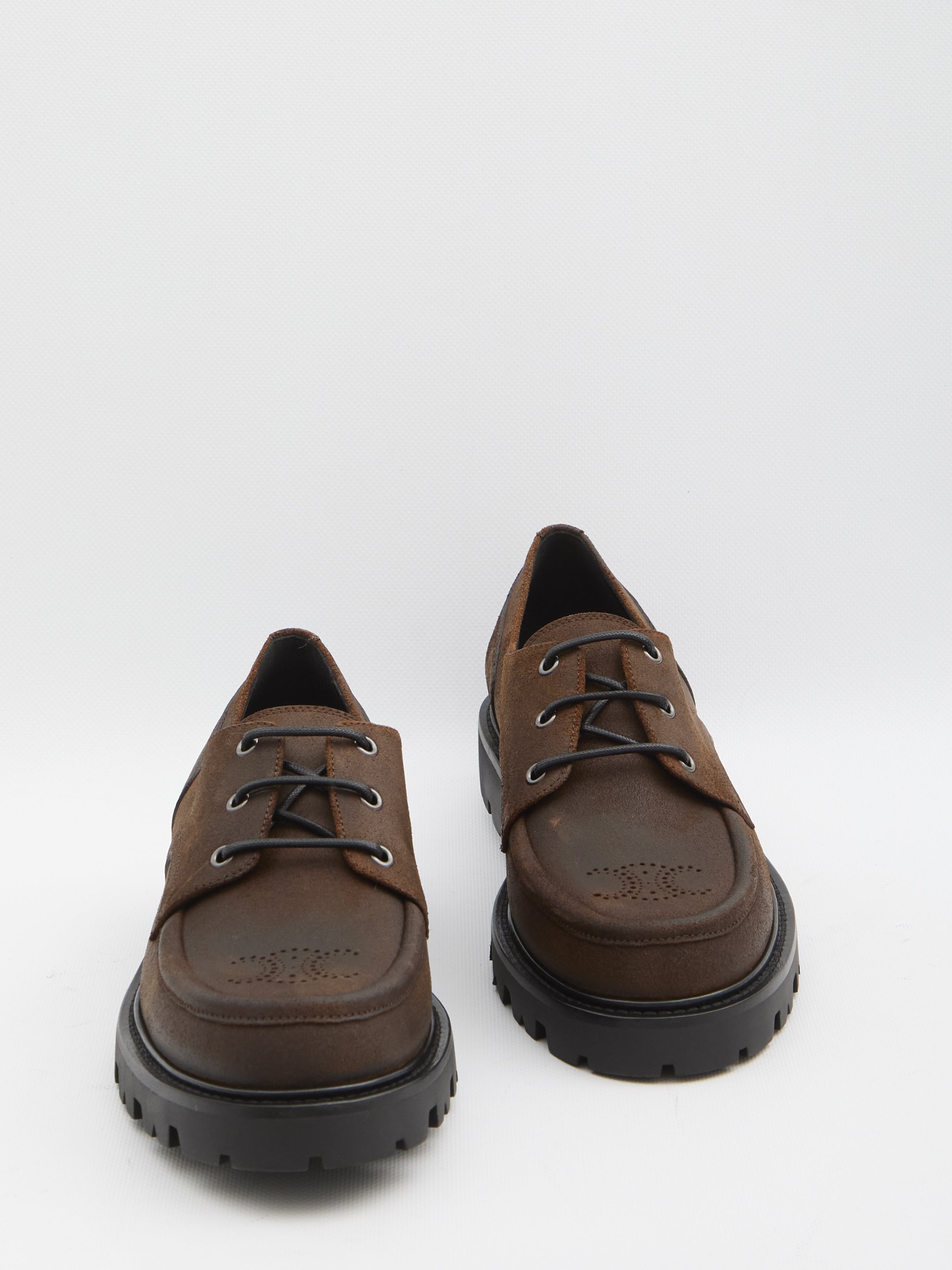 CELINE Derby Dress Shoes with Perforated Motif - 2 cm Heel