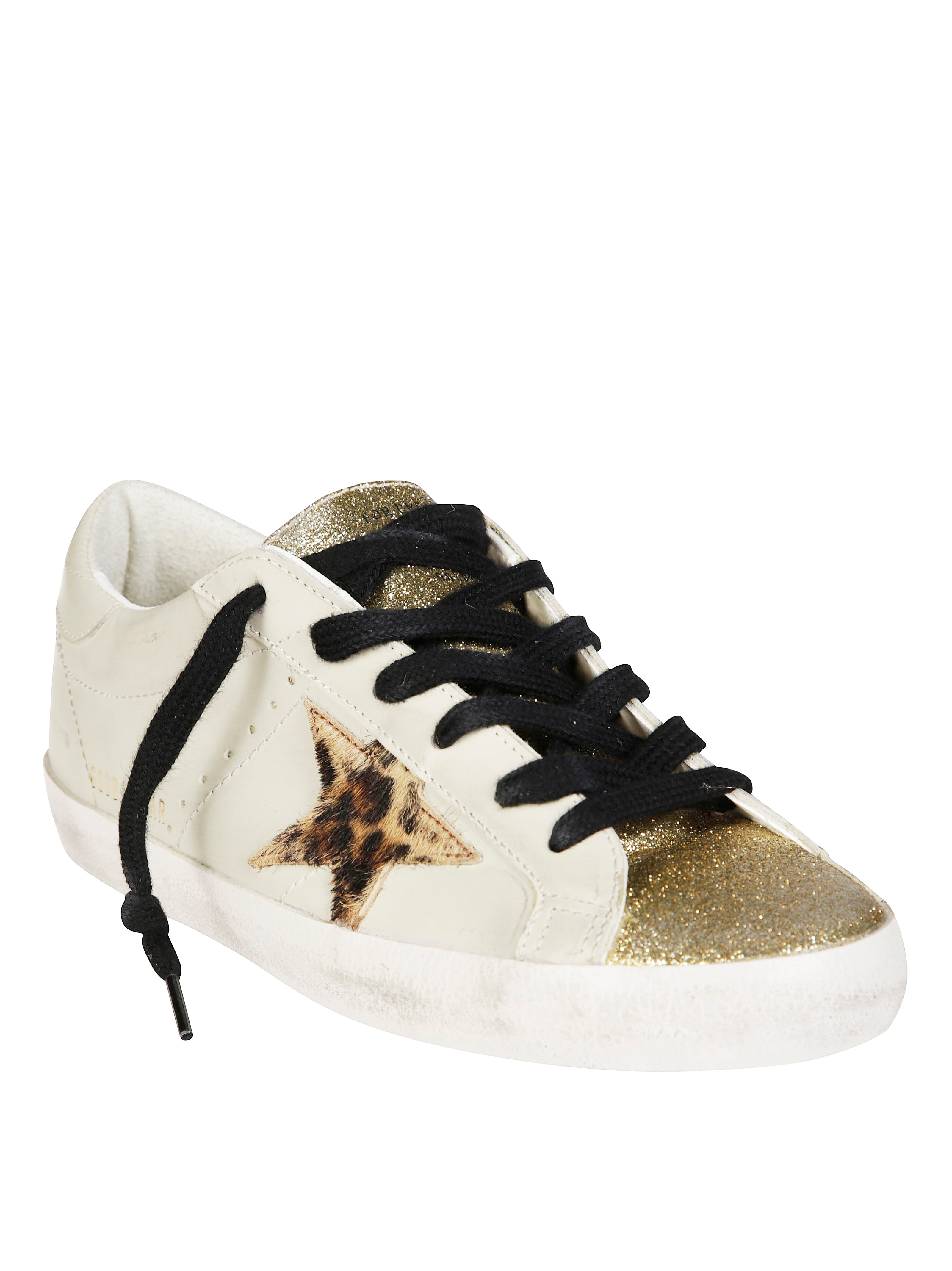 GOLDEN GOOSE Glittered Superstar Leather Upper Sneakers for Men