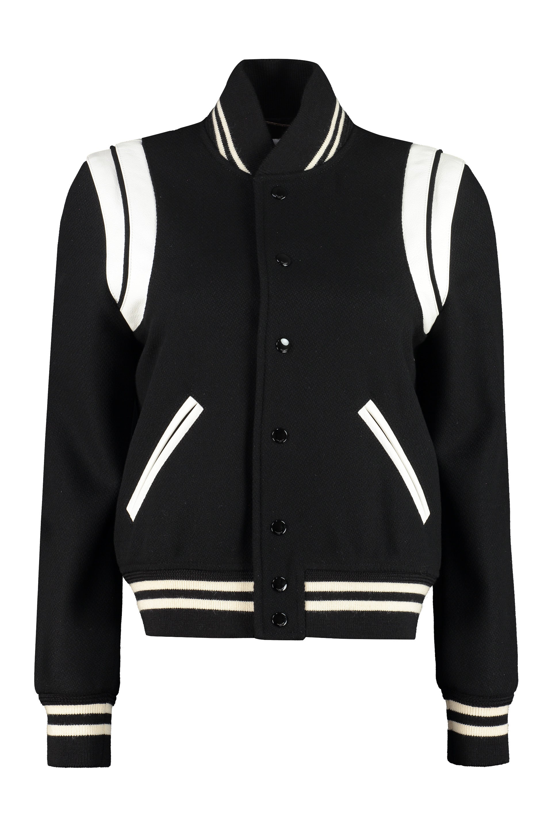 SAINT LAURENT Wool Blend Bomber Jacket for Women - Classic Fit