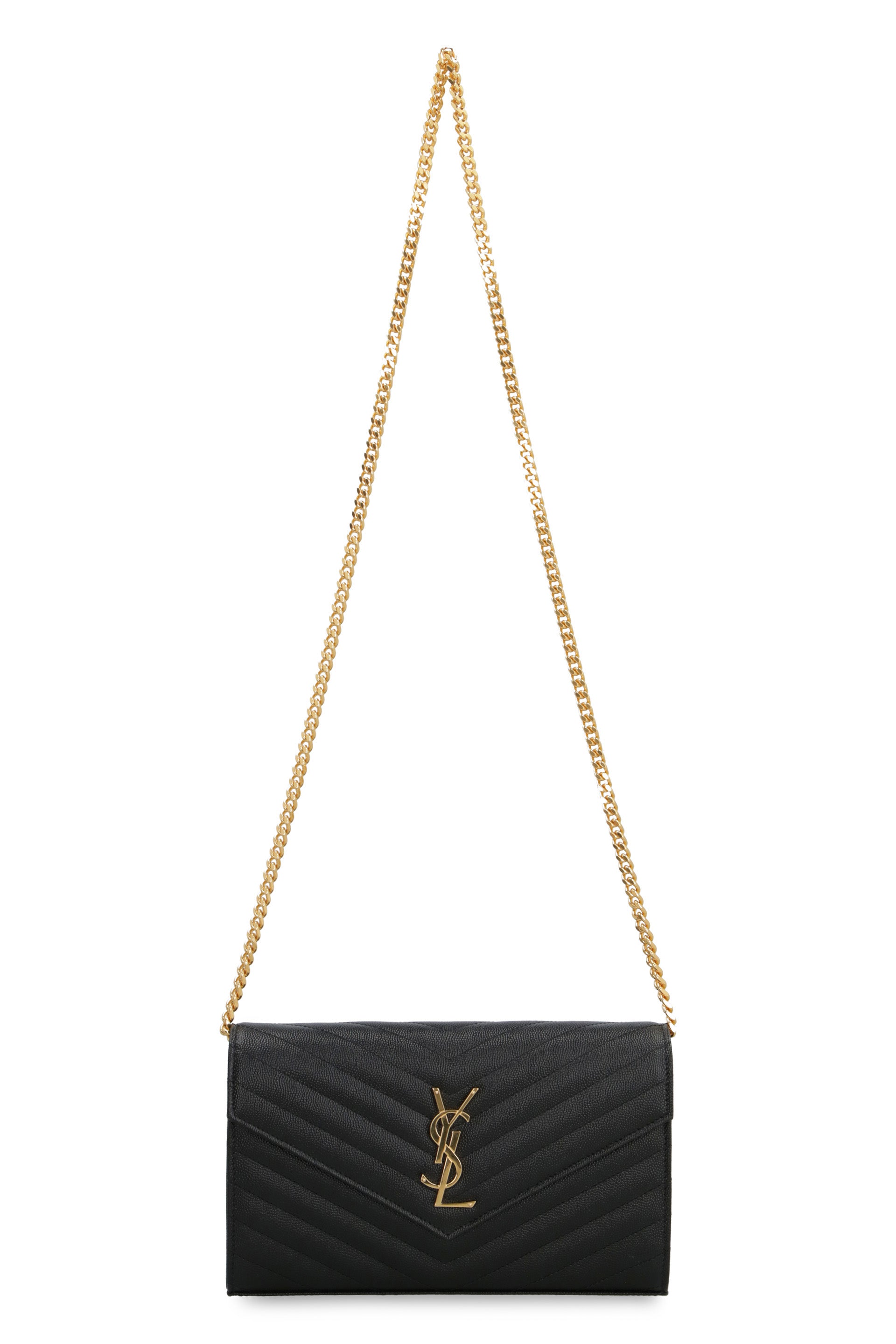 SAINT LAURENT Quilted Leather Wallet on Chain - 22.5 cm