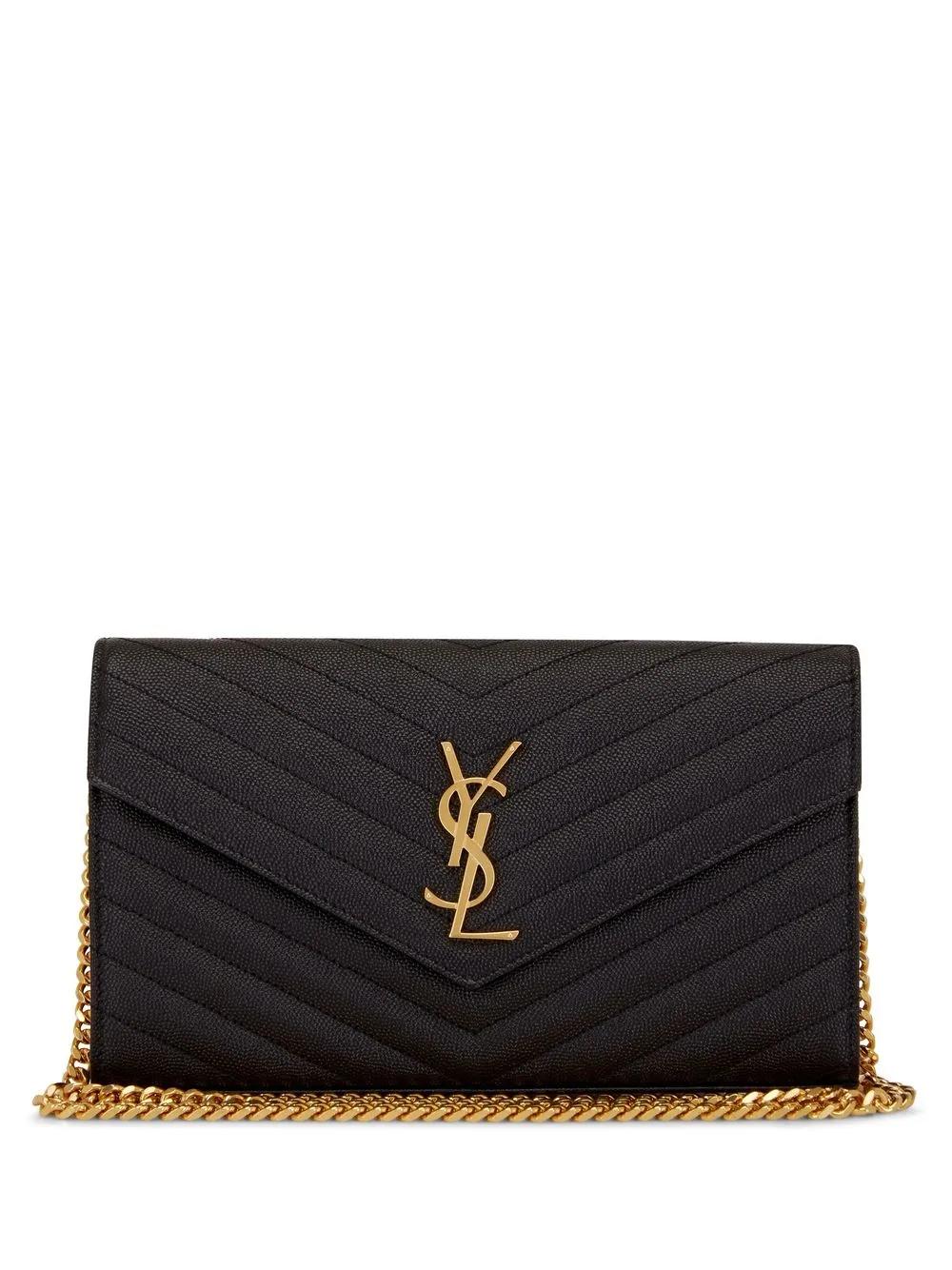 SAINT LAURENT Quilted Leather Wallet on Chain - 22.5 cm