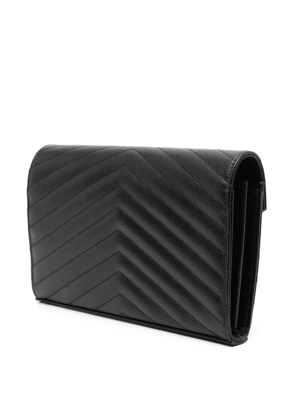 SAINT LAURENT Mini Chevron Quilted Clutch with Chain