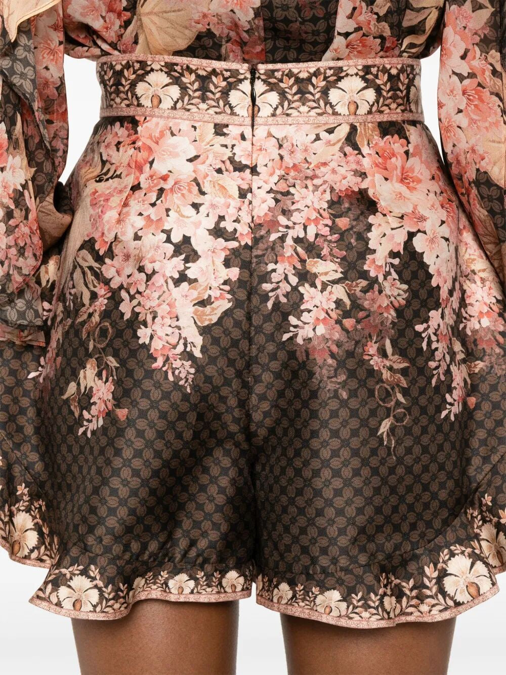 ZIMMERMANN Printed Linen Blend Mini Shorts