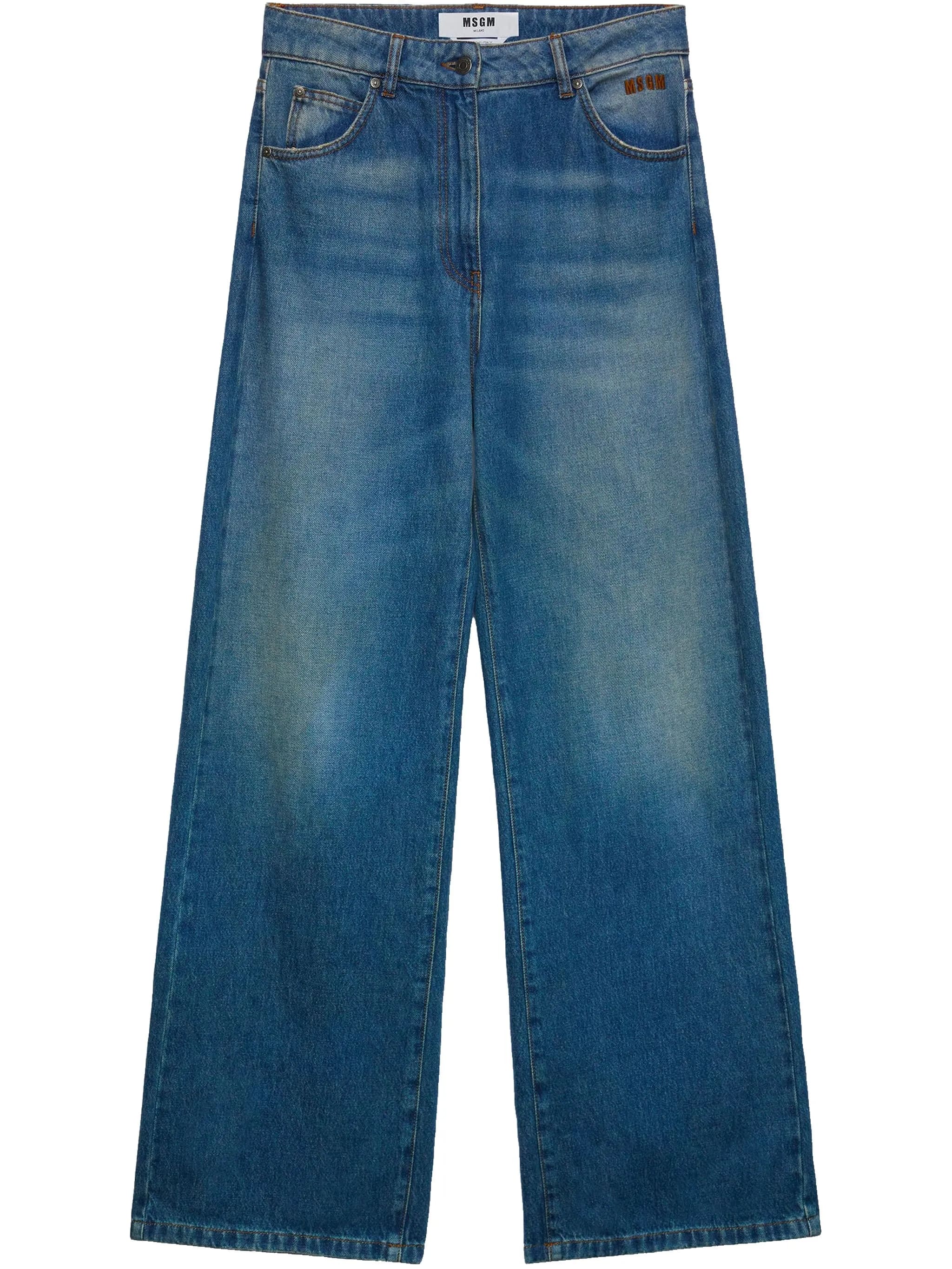 MSGM Wide Leg Denim Trousers for Women