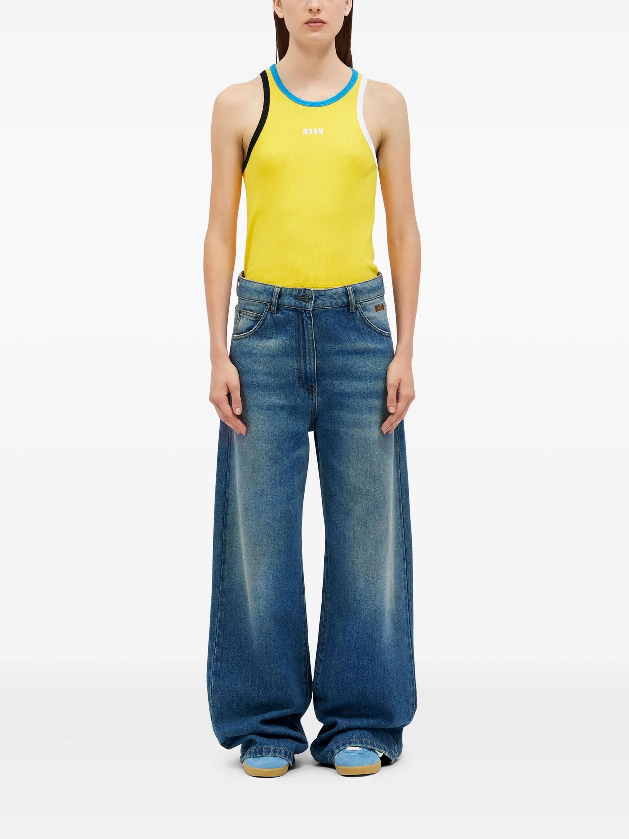 MSGM Wide Leg Denim Trousers for Women