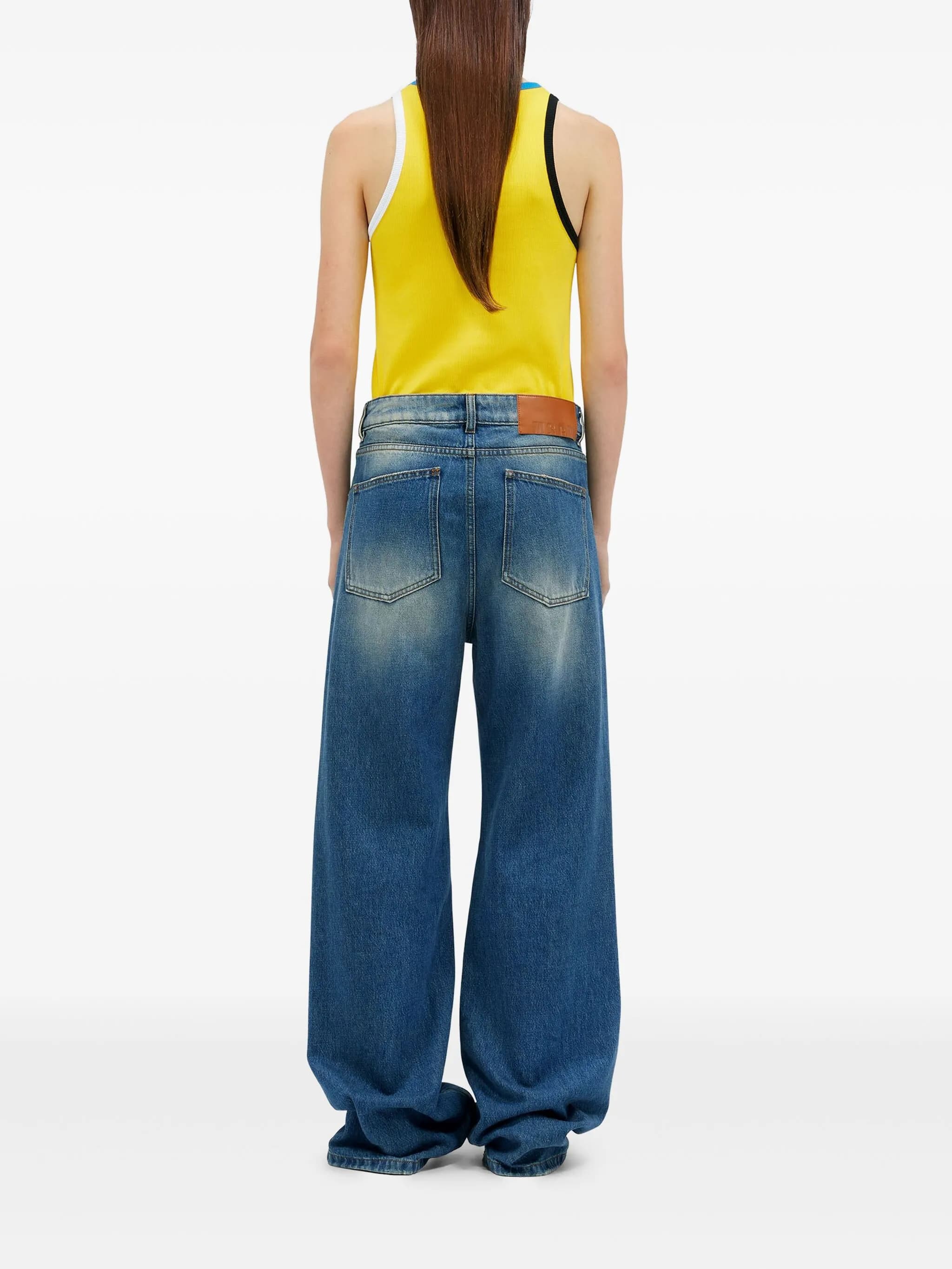 MSGM Wide Leg Denim Trousers for Women