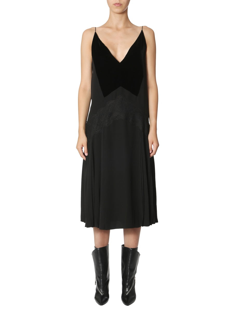 GIVENCHY Sleeveless Mini Dress with Velvet Neck Detail