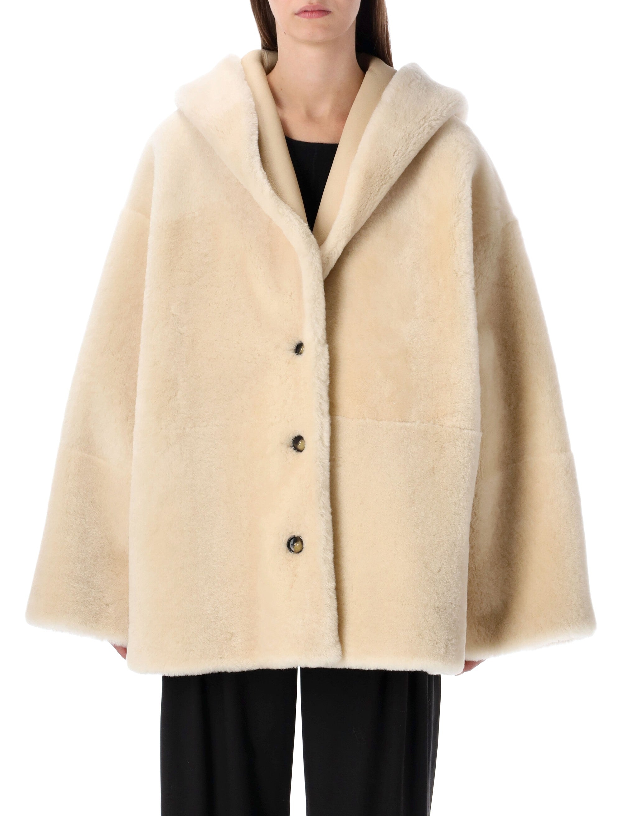 ALBERTA FERRETI Reversible Hooded Shearling Jacket - Women's Oversized Fit