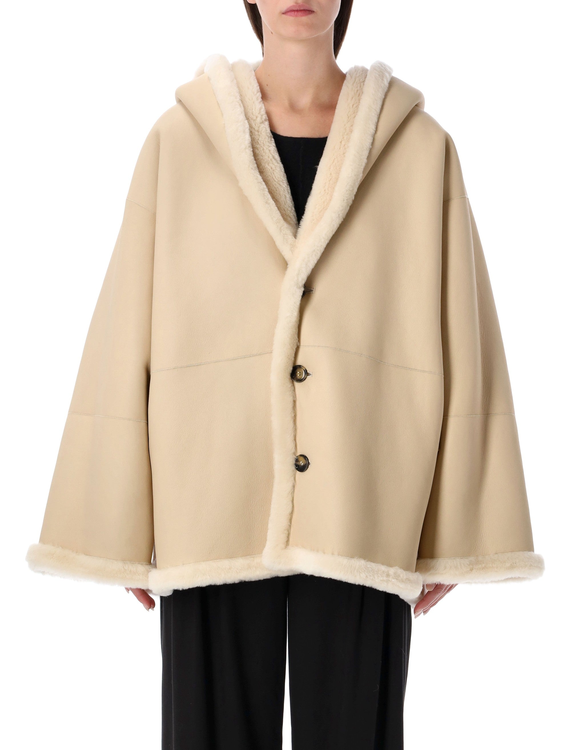 ALBERTA FERRETI Reversible Hooded Shearling Jacket - Women's Oversized Fit