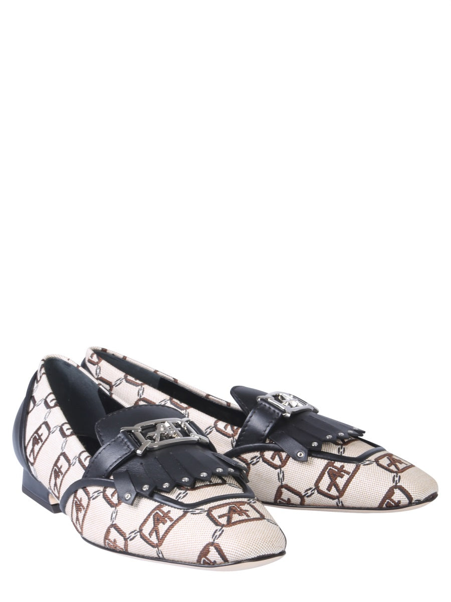 ALBERTA FERRETTI Logo Moccasin Flats with Squared Tip - 2 cm Heel