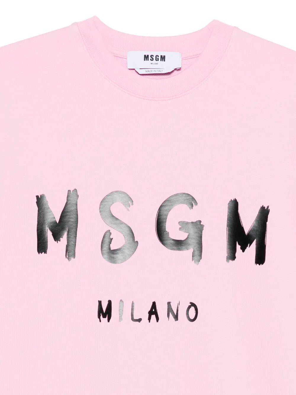 MSGM Logo Print Crewneck Cotton Sweatshirt - Men