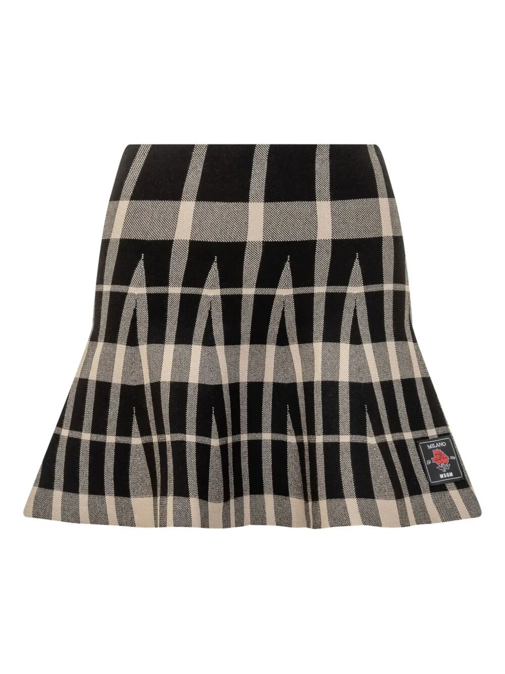 MSGM Checkered Design Pleated Mini Skirt