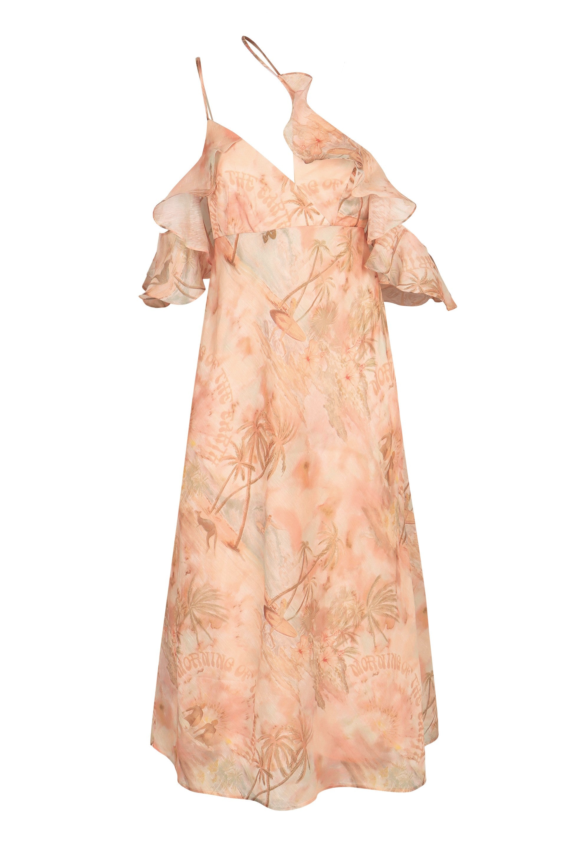 ZIMMERMANN Asymmetric Flutter Printed Mini Dress
