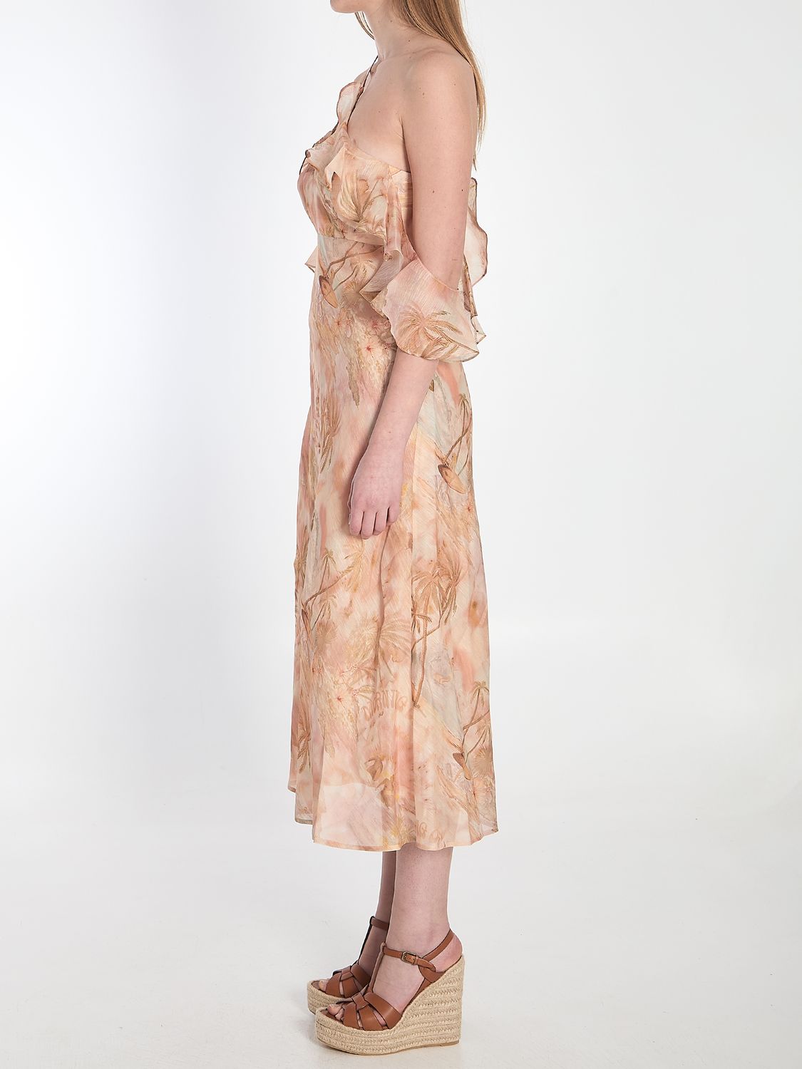 ZIMMERMANN Asymmetric Flutter Printed Mini Dress