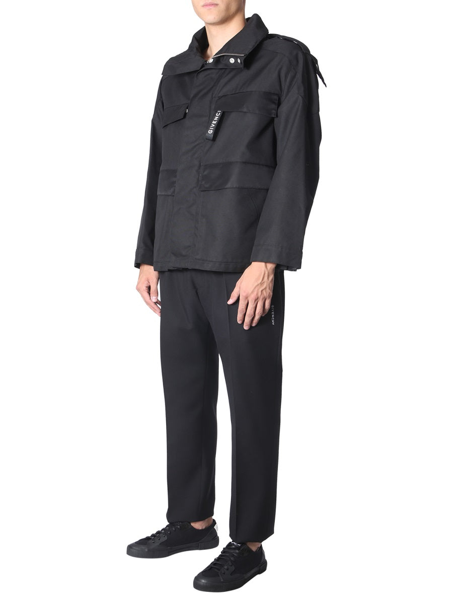 GIVENCHY Men's Wind Jacket with Front Zip and Pressure Buttons