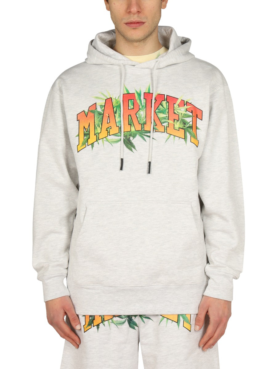 MARKET Unisex Logo Print Sweatshirt with Drawstring Hood