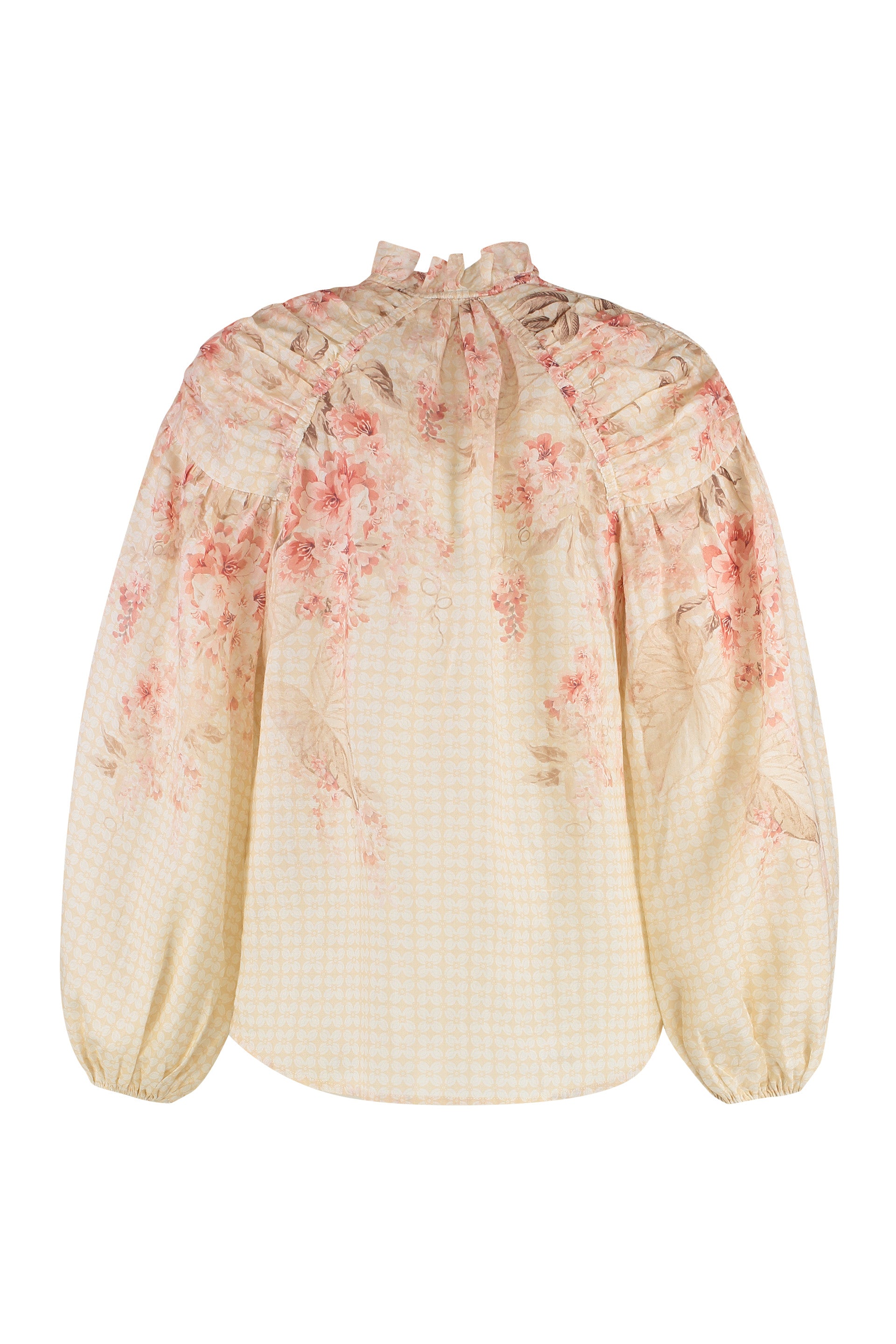 ZIMMERMANN Front Bow Floral Print Balloon Sleeve Blouse - Size 0P