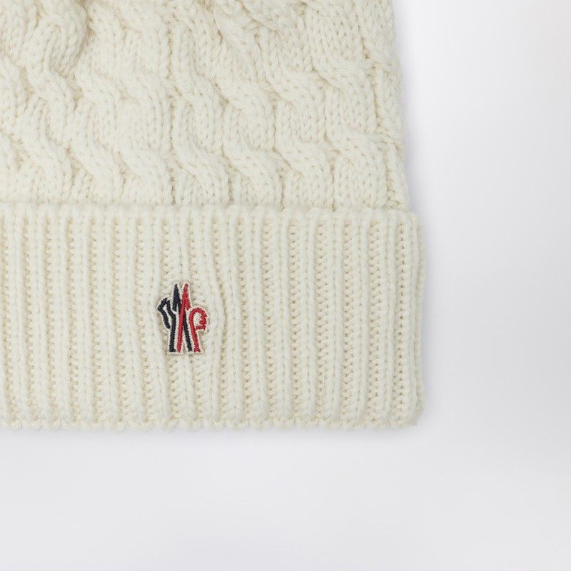 MONCLER GRENOBLE Wool Beanie with Pom Pom and Logo Cuff