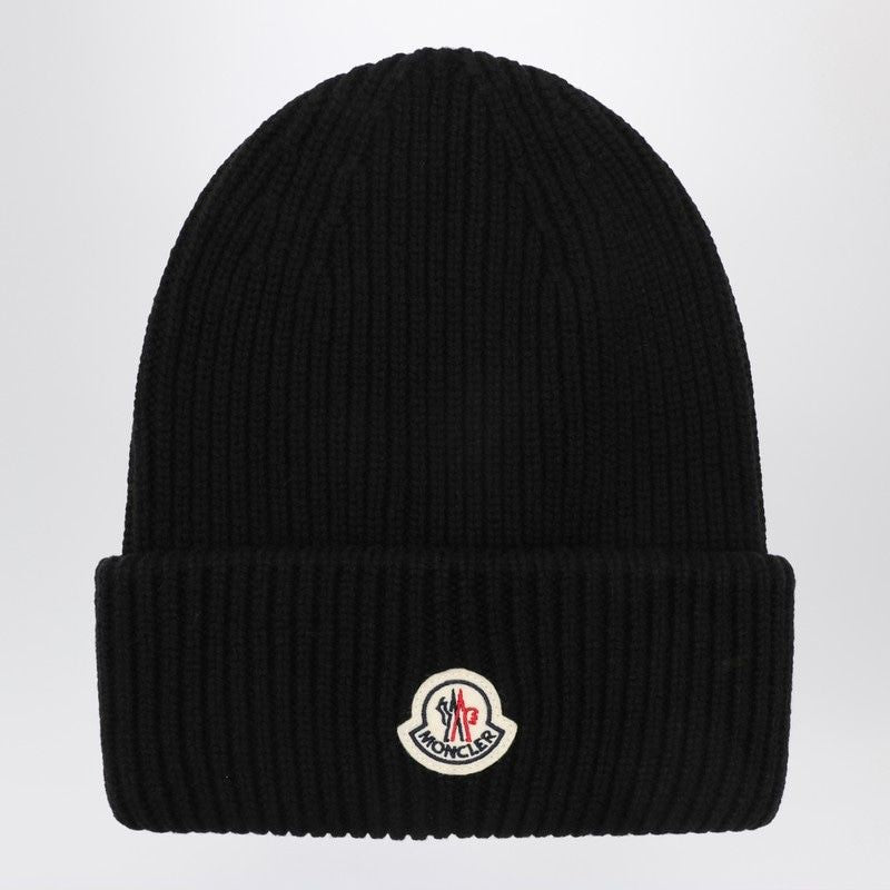MONCLER Wool and Cashmere Beanie with Folded Hem for Men