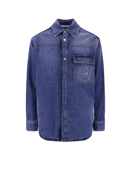VALENTINO Overshirt in Denim with Contrast Stitching